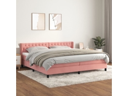 Vidaxl Cama Com Molas/colchão 200x200 Cm Veludo Rosa