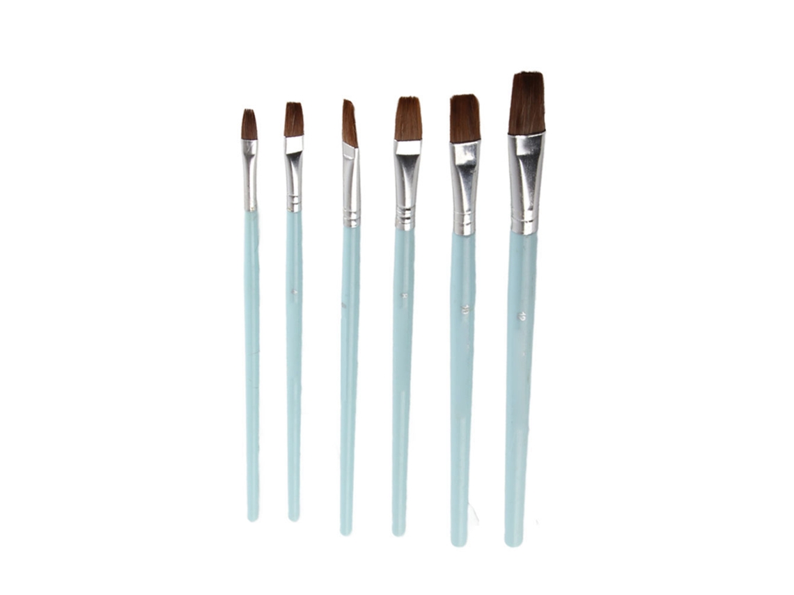 Pincel para Pintura Guache com Cabo de Madeira, Ferramenta para Desenho AQUAFORGE (6 Unidades, Nº 6602)