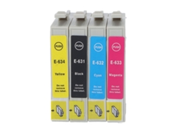 Kit com 4 cartuchos de tinta CMY preto de alta capacidade para impressoras T0631, T0632, T0633 e T0634 | S/BRAND
