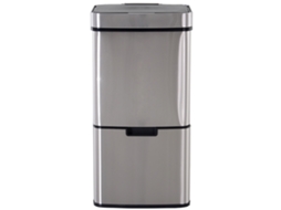 Balde De Lixo 72 L Com Abertura Automática De Aço Inoxidável E Reciclagem Para Cozinha 42x30x81 Cm Prata