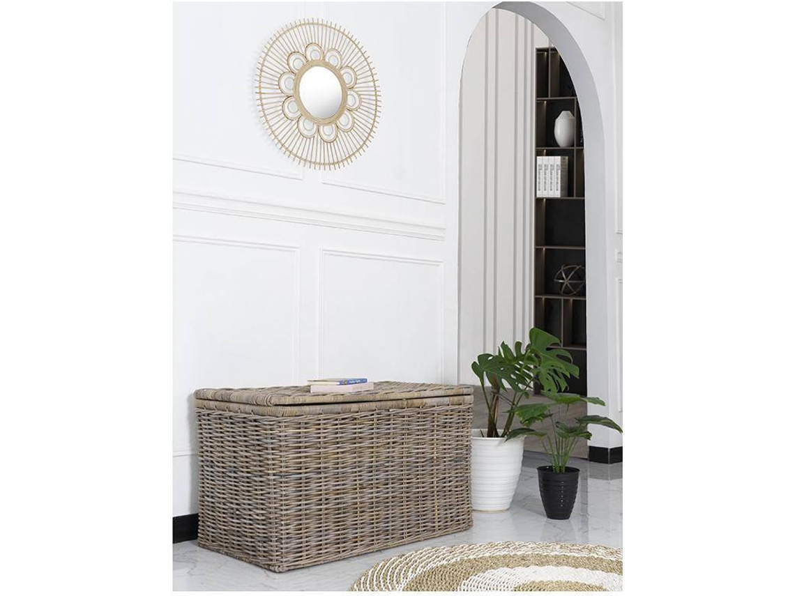 Cofre e Baú Timgad OZAIA VENTE-UNIQUE.PT (Cinzento - Rattan e fibra natural - 100x55x55 cm)
