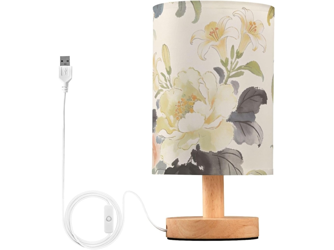 Luminária Noturna Yuiboo Abajur De Mesa Moderno Com Estampa Floral