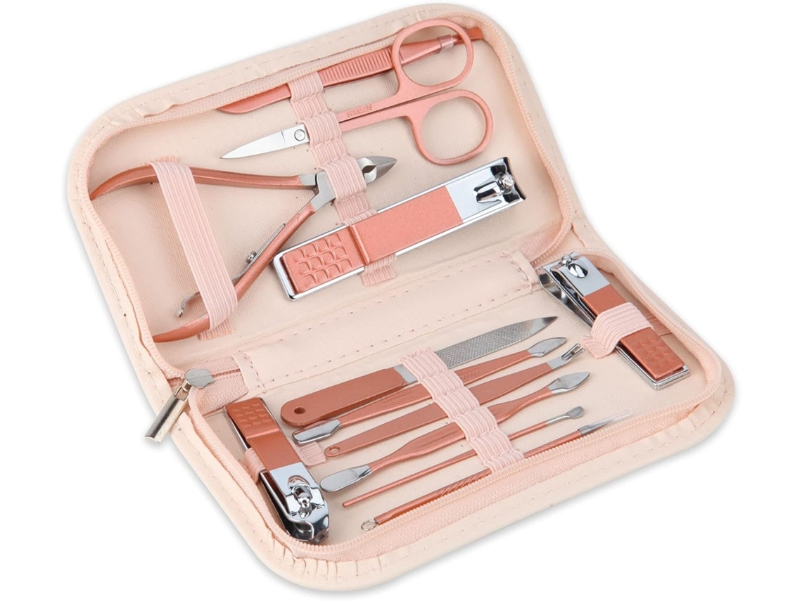 Lurelia Kit De Manicure E Pedicure, Em Aço Inoxidável, Antiderrapante, 2 Em 1, Portátil, Com Estojo, Para Cuidados Pessoais