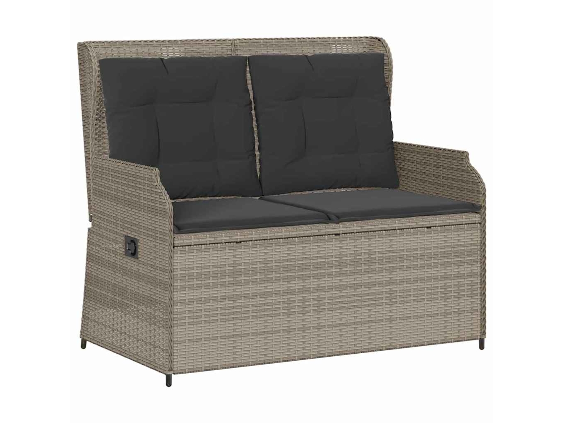 Conjunto 1 Banco De Jardim Vidaxl Cinzento-claro Vime Pe (110 X 67 X 95 Cm)