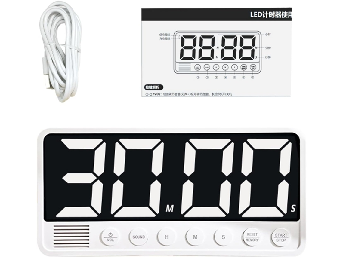 Temporizador Digital De Contagem Regressiva Com Led 6 Sons Alarme