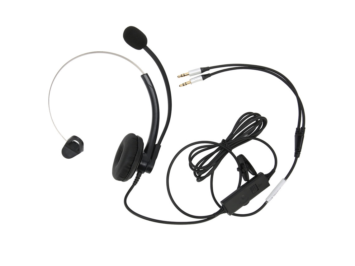 Fone de Ouvido Mono com Fio Cancelamento de Ruído Interface Dual 3.5mm EOOCOO