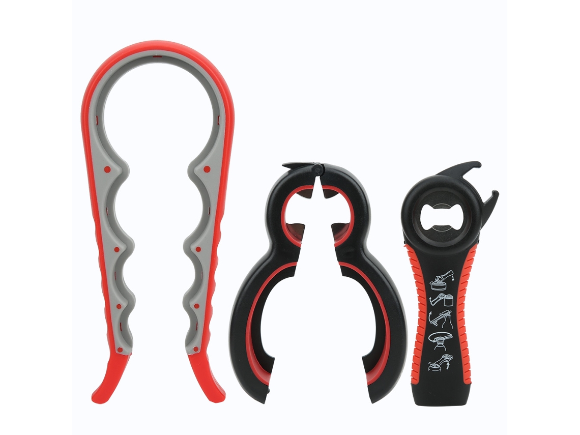 Kit 3 em 1 Abertalatas Multifuncional, Aço Inoxidável | S/MARCA