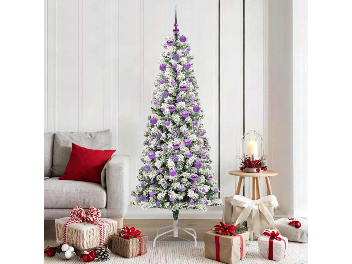 Vidaxl Árvore De Natal Articulada Artificial Verde E Branco 180 Cm