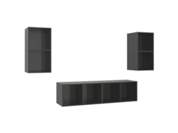 Conjunto de 4 Móveis de Parede para TV Madeira Cinza Brilhante MAISON EXCLUSIVE