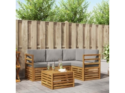 Vidaxl Conjunto De Sofás Para Exterior 5 Unid. Cinza Natural E Claro