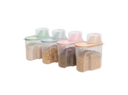 Recipientes De Almacenamiento Airtight 1.9l Para Cereales Con Válvula De Vertido, Set De 4 Colores