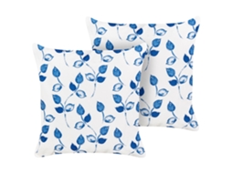 Conjunto De 2 Almofadas De Exterior Beliani Torbora De Poliéster Branco 45x45x10