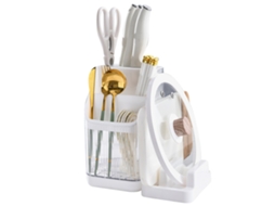 Soporte Multifuncional De Cozinha Para Tábua De Corte, Tampa De Panela, Talheres E Facas, Cor Branco Pérola
