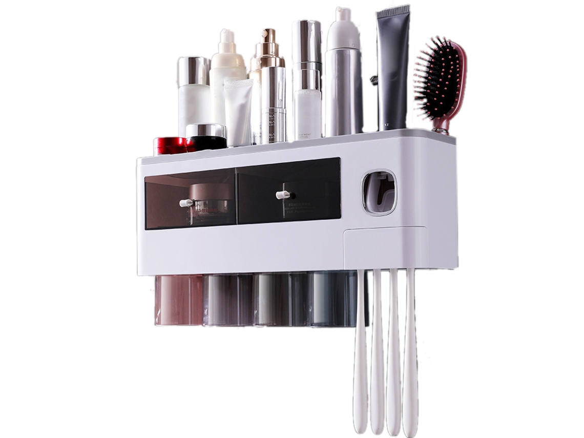 Suporte de Escova de Dentes com Dispenser e 4 Copos | S/MARCA