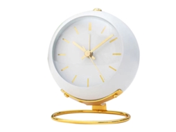 Rebe-reloj Despertador De Mesa Mini Metal Silencioso Redondo Ornamental Para Estudiantes Dormitorio Blanco