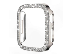Capa De Policarbonato Vazada Com Diamantes Em Fileira Dupla Para Smartwatches.