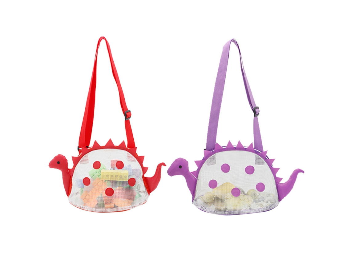Bolsa de praia dinossauro em malha para crianças coleção de conchas portátil totes leve S/MARCA