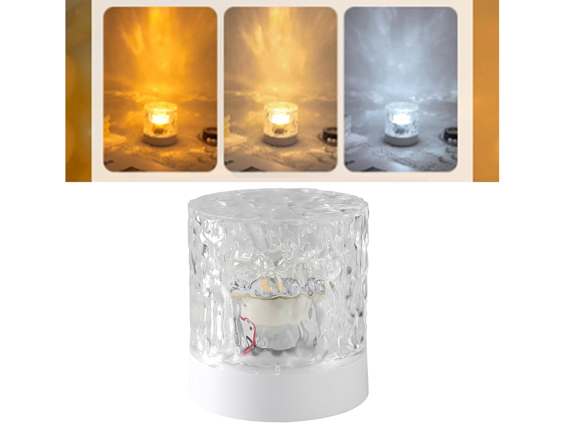 Abajur romântico com efeito de ondas de água em LED para sala de estar, mesa de trabalho e quarto.