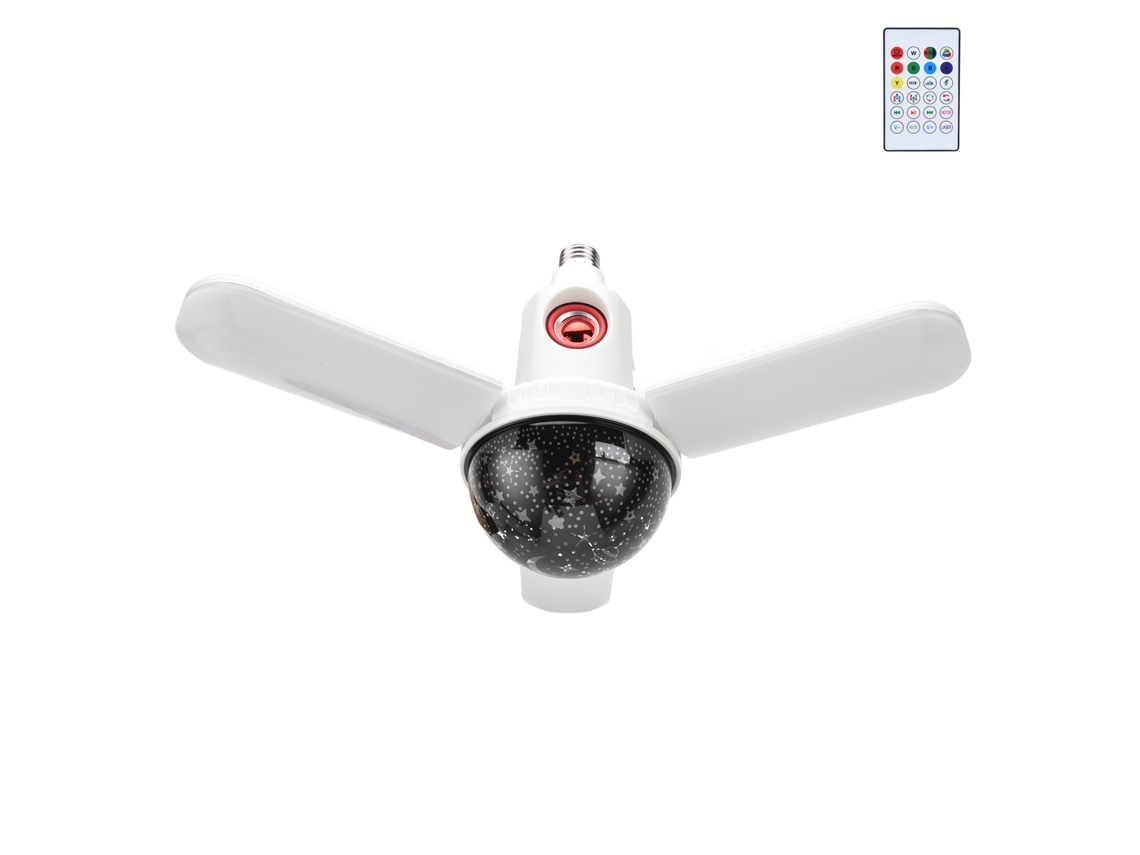 Luminária de Teto com Projetor, Alto falante Led Bluetooth E27 de 48w, Controle Remoto, Rgb CHABERLU