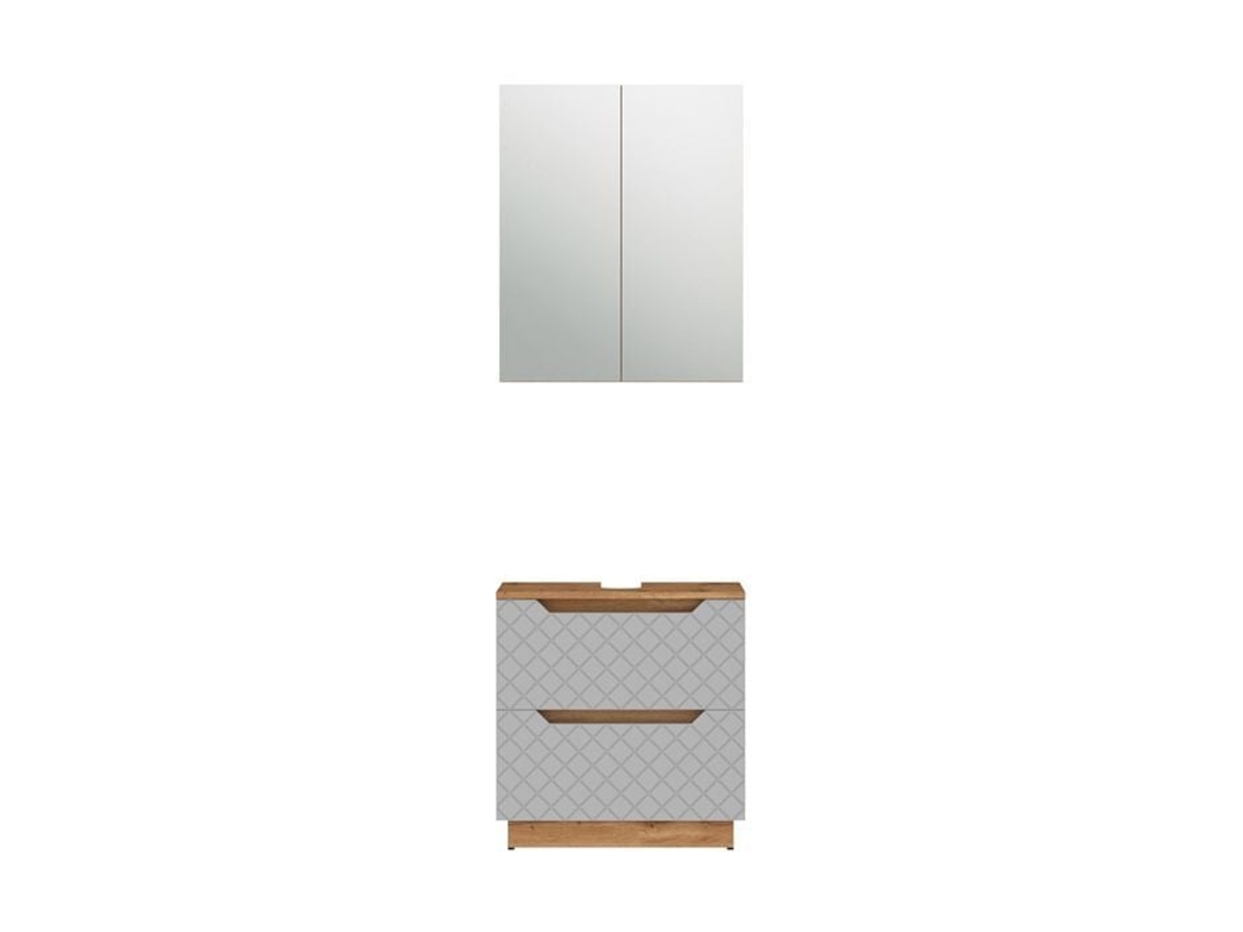 Conjunto de Mobiliário para Casa de Banho VICCO Lotta 2 Peças Cinza com Espelho