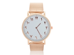 Relógio de Pulso Feminino de Quartzo com Pulseira de Aço Inoxidável e Mostrador Redondo (ouro Rosa)