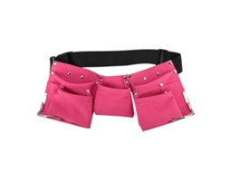 Bolsa multifuncional para ferramentas com cinto ajustável e vários bolsos para crianças, rosa.