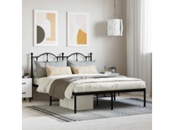 Vidaxl Estrutura De Cama Com Cabeceira 140x200 Cm Metal Preto