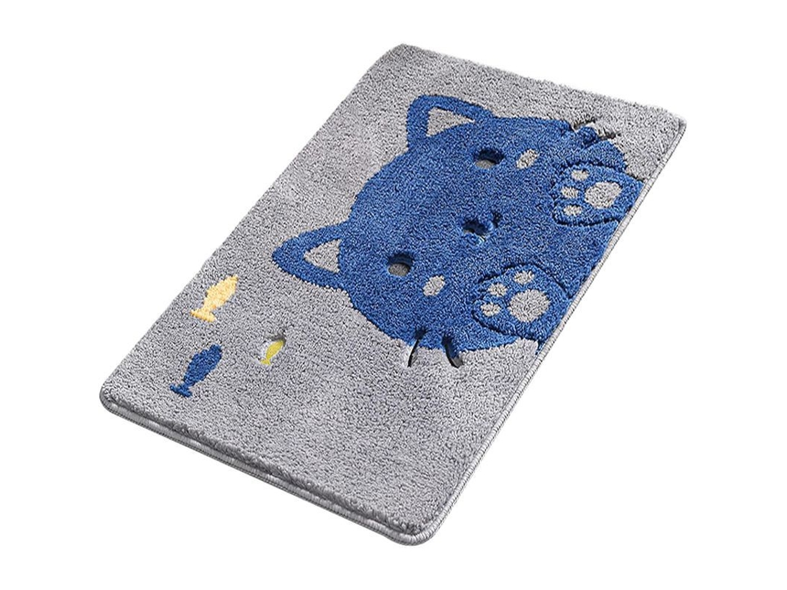 2026 almohadilla de Baño Gato Cartoon Suave Antideslizante Lavable 15"x23" Gris