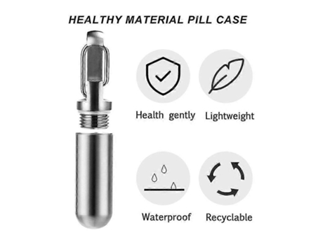 Porta-chaves À Prova De Água Unissexo Gjnods Small Pocket Pill Box Portable Case Stainless Stee Branco