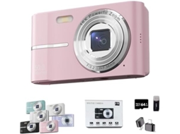 Câmera Digital 4k, Tela Lcd De 2,4 Polegadas, Zoom De 16x, Mini Câmera Compacta, Inclui Cartão De Memória De 64 Gb, Rosa, Tommy01