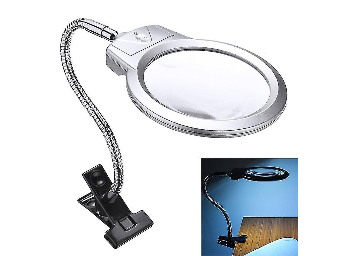 Lupa De Mesa Com Clipe, Lente Grande E Iluminação Led. Lupa Para Joias. Aquaforge