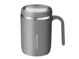 Caneca de Aço Inox 304 com Tampa e Alça Cinza