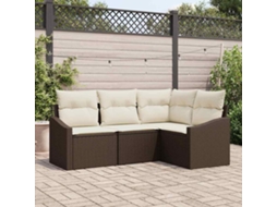 Vidaxl Conjunto De Sofás 4 Unid. Castanho Vime Pe