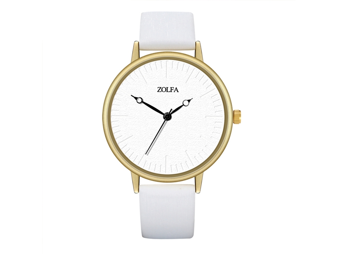 Relógio de Pulso de Casal Casual com Pulseira Pu Quartzo Branco