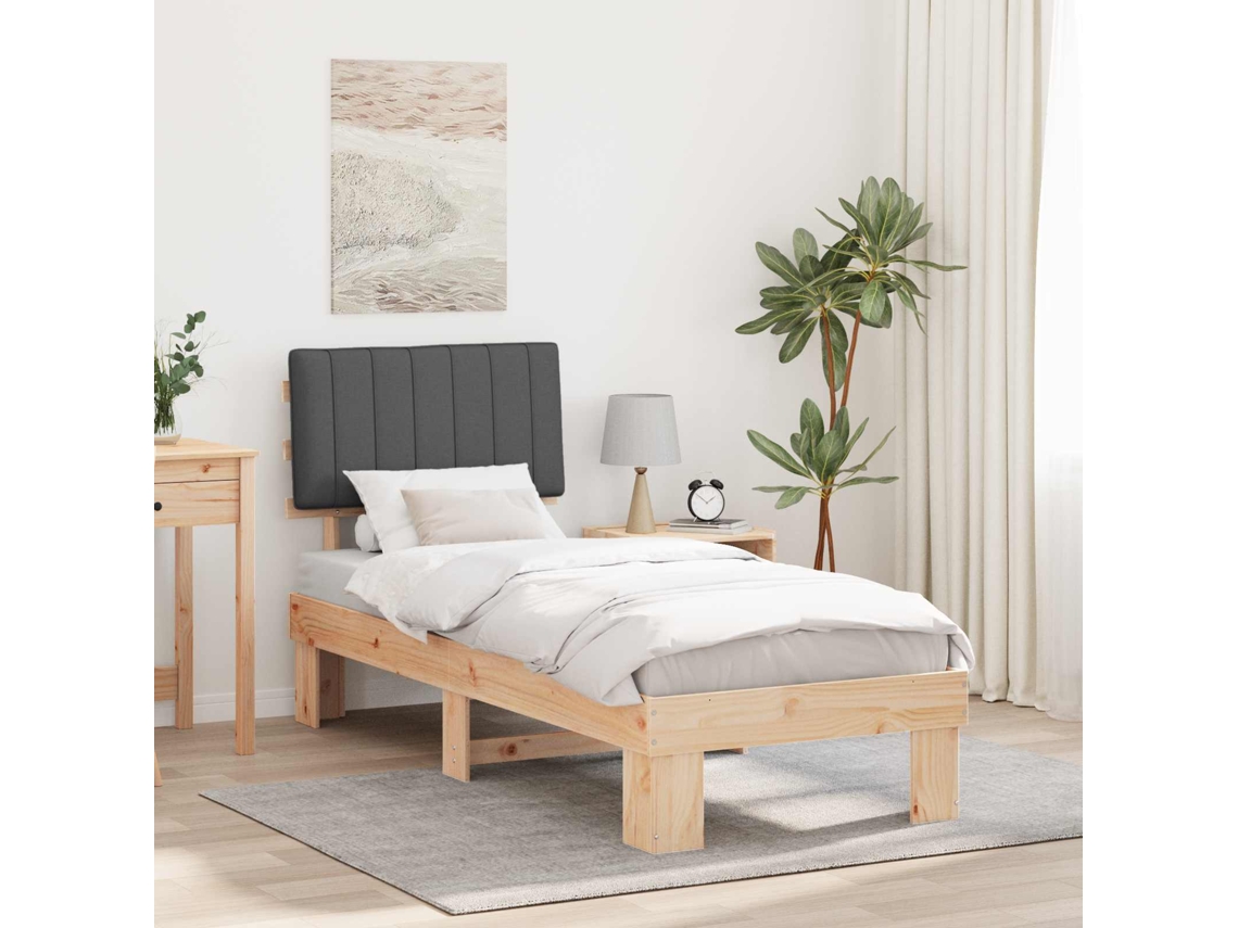 Vidaxl Estrutura de Cama com Cabeceira Estofada Cinza Escuro