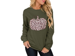 Sweatshirt Masculina Halloween Laxiscreed Com Estampa De Leopardo E Abóboras, Manga Longa Confortável