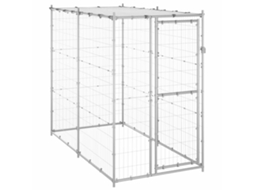 Vidaxl Canil De Exterior Com Telhado 110x220x180 Cm Aço Galvanizado