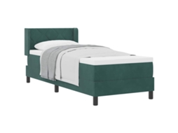 Cama De Solteiro | Camas Para Quarto | Cama Box Com Colchão Verde Escuro 200 X 80 Cm Poliéster