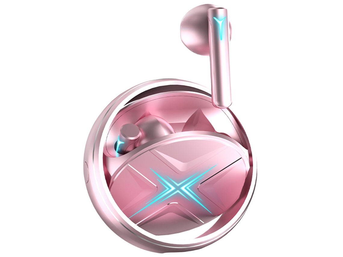 (rosa) Fones De Ouvido Sem Fio, Com Uma Luz Pulsante Moderna E Um Estojo De Carregamento Que Oferece 24 Horas De Duração Da Bateria.