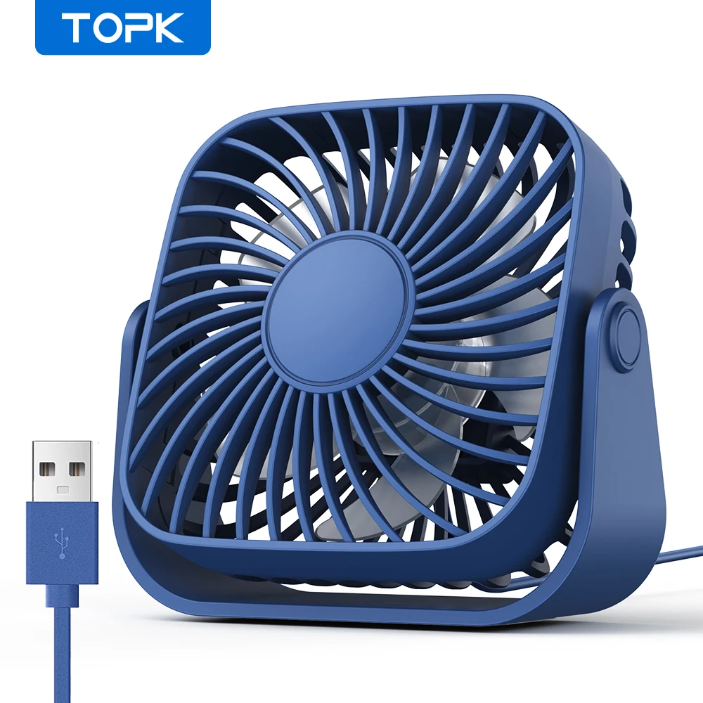 (azul) Mini Ventilador Portátil Usb Silencioso De 4 Polegadas Com Três Configurações De Velocidade