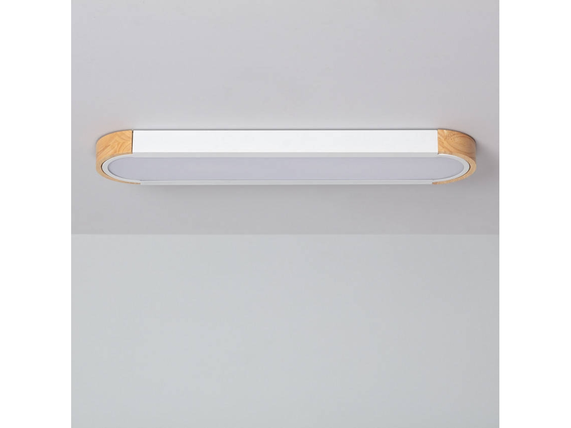Plafón Led 15w Quadrado Em Madeira E Alumínio 370x370 Mm Cct Selecionável Dari Branco