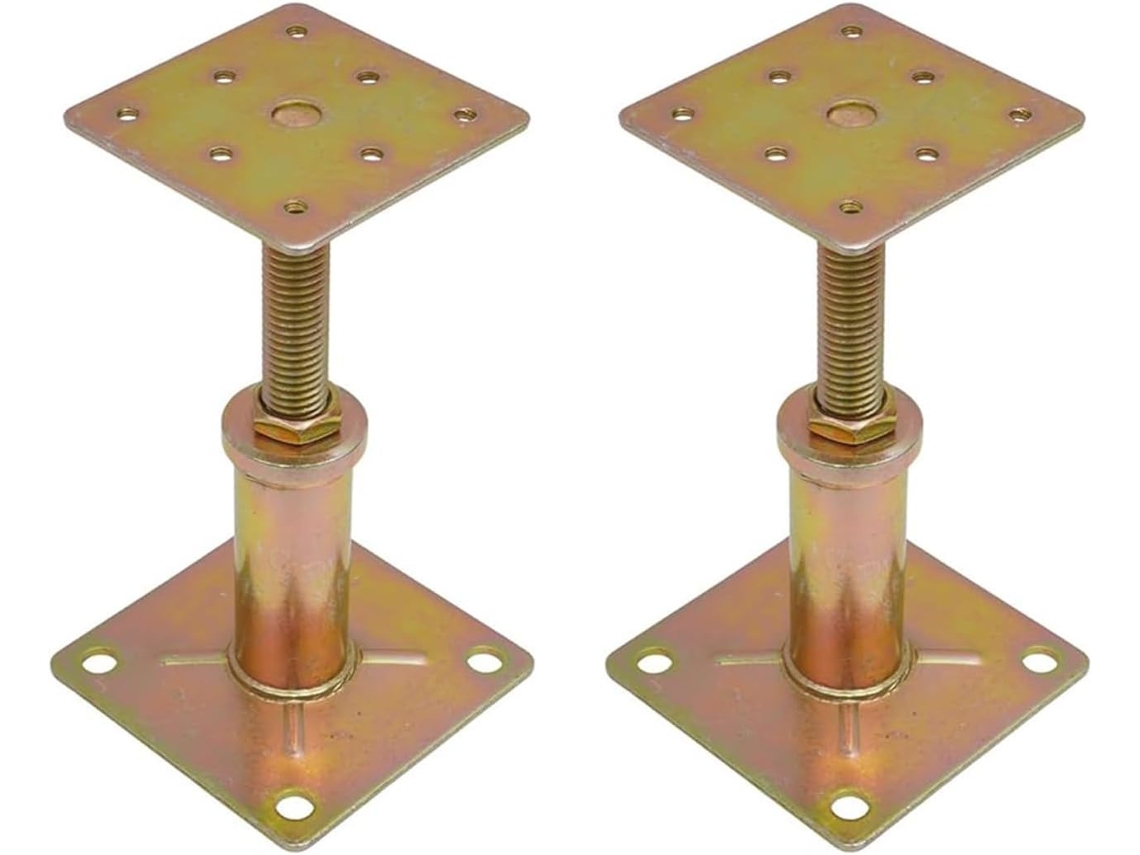Kit De 2 Suportes Ajustáveis Para Colunas De Edifícios Altos, Fabricados Em Aço Às Intempéries Para Estabilidade