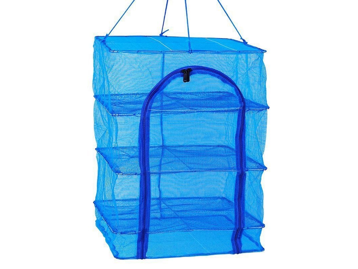 Jaula De Secado De Pescado Plegable Red Nylon Multifunción Resistente Al Agua Y Al Sol Con Esqueleto Galvanizado 50 X 50 X 66
