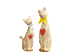 2 Peças de Figura de Cerâmica de Casal de Gato ALLINLESS