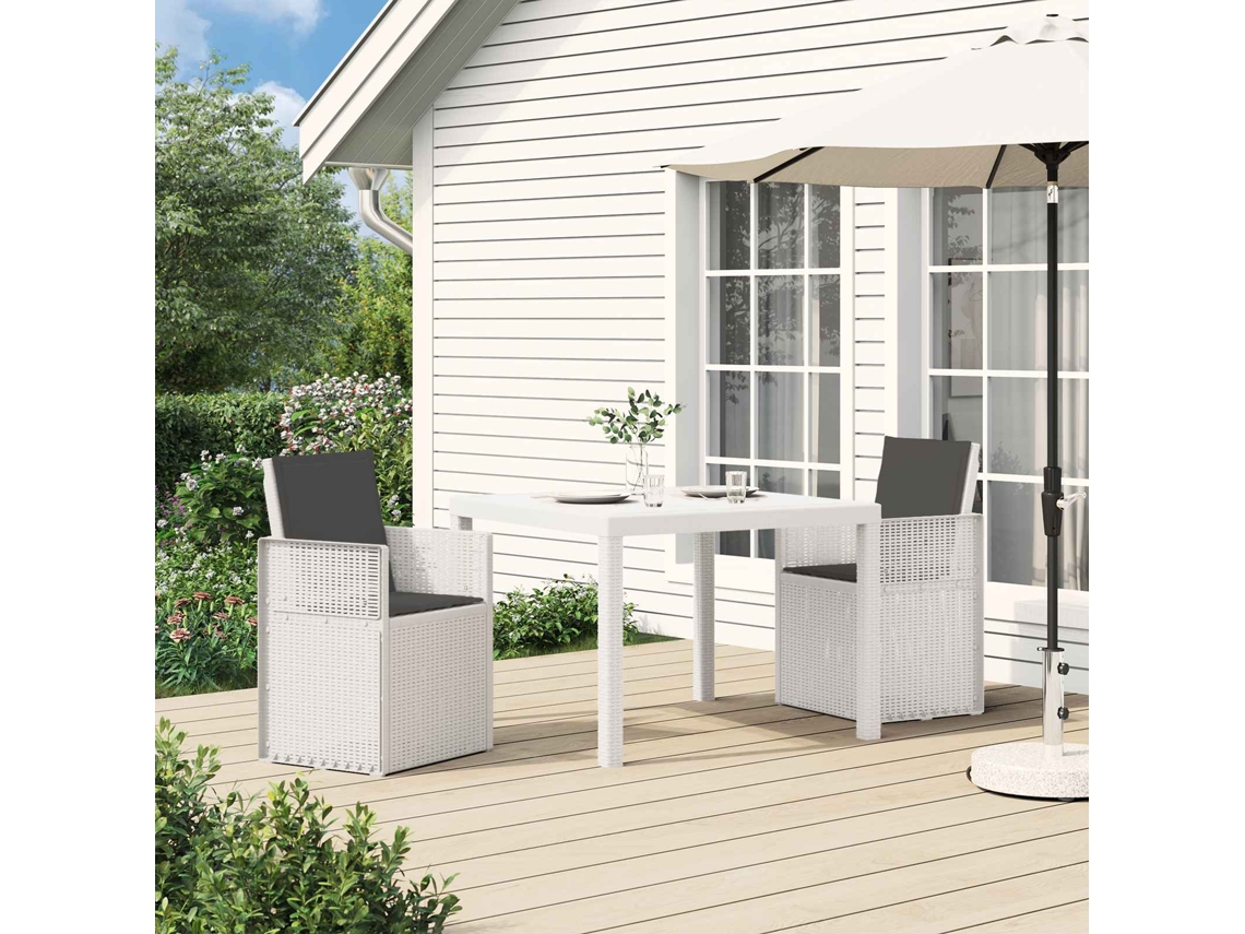 Vidaxl Conjunto De Jantar Para Jardim 3 Unid. Branco E Antracite Pp