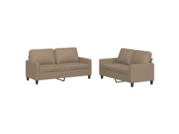 Conjunto de 2 Sofás com Almofadões Couro Artif. Cappuccino MAISON EXCLUSIVE