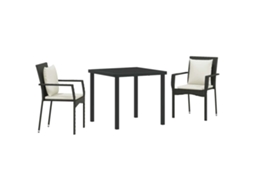 Conjunto de Jantar com Almofada 3 Pcs Preto Vime PE MAISON EXCLUSIVE