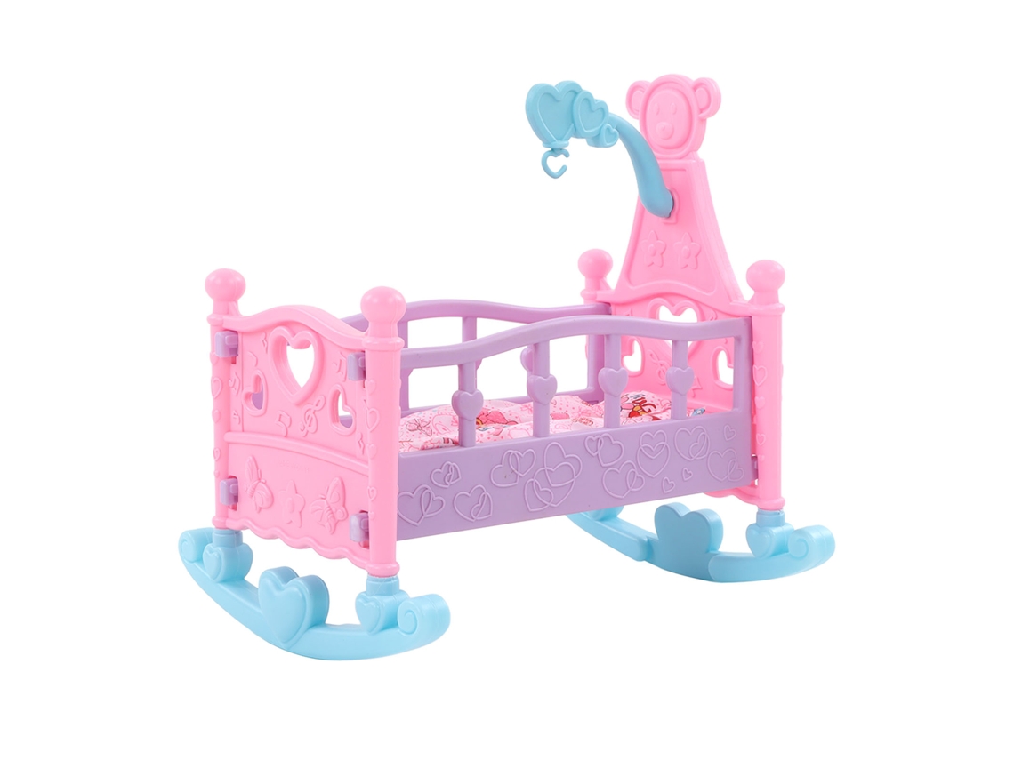 Ats cuna de Boneca com Balanço Colchão e Travesseiro Acessório de Móveis para Casa de Boneca