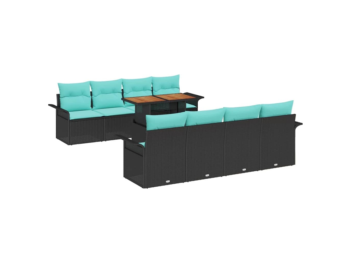 Maison Exclusive - Conjunto De Sofá De Jardim 9 Pcs Preto Rattan Sintético