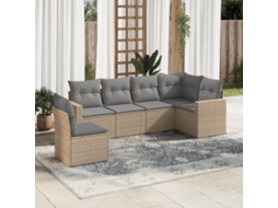 Vidaxl 6 Pcs Conjunto De Sofás P/ Jardim Com Almofadões Vime Pe Bege